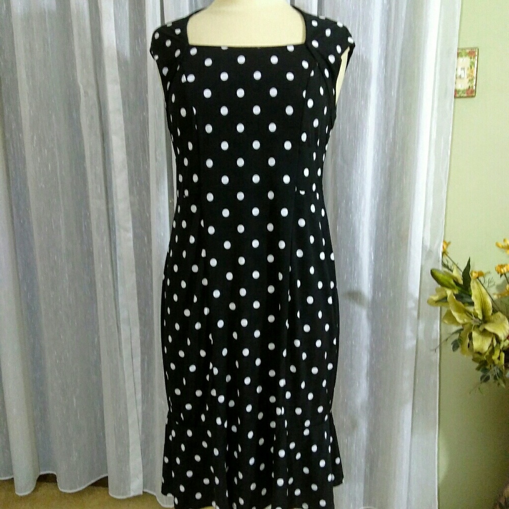 Cato size small black with white polka dot dress